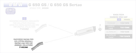  Arrow Zwischenrohr für Originalkrümmer
 BMW G 650 GS Sertao, Bj. 2012-2014 