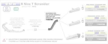  Arrow Zwischenrohr zentral
 BMW R Nine T Scrambler, Bj. 2016-2019 
