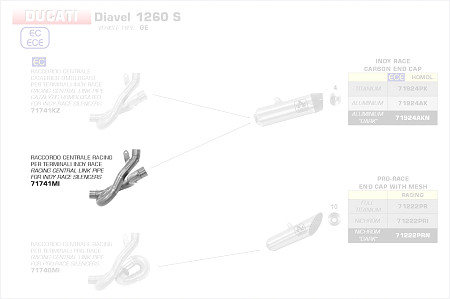  Arrow Zwischenrohr zentral ohne Katalysator
 Ducati Diavel 1260 S, Bj. 2019-2020 