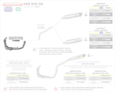  Arrow Racing Krümmer
 Honda CBR 600 RR, Bj. 2009-2012 