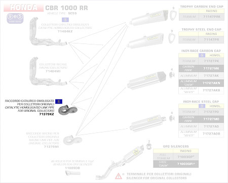  Arrow Verbindungsrohr mit Kat
 Honda CBR 1000 RR, Bj. 2008-2011 