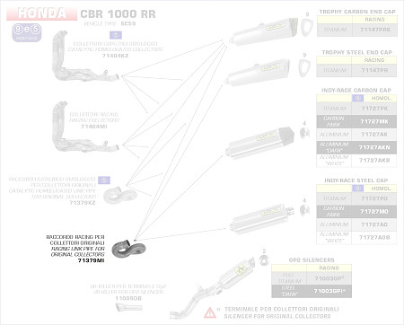  Arrow Zwischenrohr für Originalkrümmer
 Honda CBR 1000 RR, Bj. 2008-2011 
