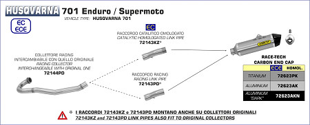  Arrow Verbindungsrohr mit Kat
 Husqvarna 701 Enduro/Supermoto, Bj. 2017-2020 