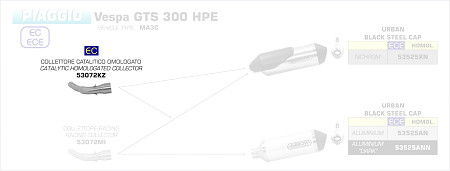  Arrow Verbindungsrohr mit Kat VESPA GTS 300 '17-18/GTS 300 HPE '19-20
 Piaggio Vespa GTS 300 HPE, Bj. 2019-2020 
