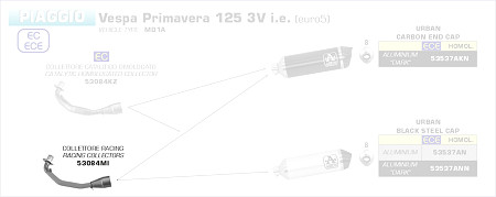  Arrow Krümmer ohne Kat
 Piaggio Vespa Primavera 125 3V, Bj. 2021-2023 