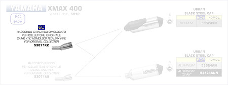  Arrow Verbindungsrohr mit Kat
 Yamaha Xmax 400, Bj. 2017-2020 