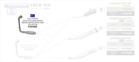  Arrow Krümmer mit Kat
 Yamaha YZF-R 125, Bj. 2019-2020 