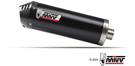  Mivv Slip-On Oval Schwarz mit Carbon-Endkappe
 CF Moto 650MT, Bj. 2021-2024 