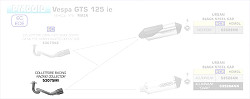  Arrow Krümmer ohne Kat Vespa GTS 125 17-18 Nr. 53075MI 