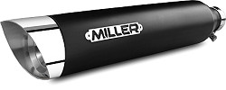  Miller Hunter schwarz-matt, Endkappe SlashCut hochglanz-poliert Nr. HD-FLSTSB-X6.08 